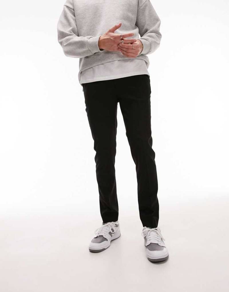 Topman - Elegante, eng geschnittene Hose in Schwarz mit elastischem Bund von Topman