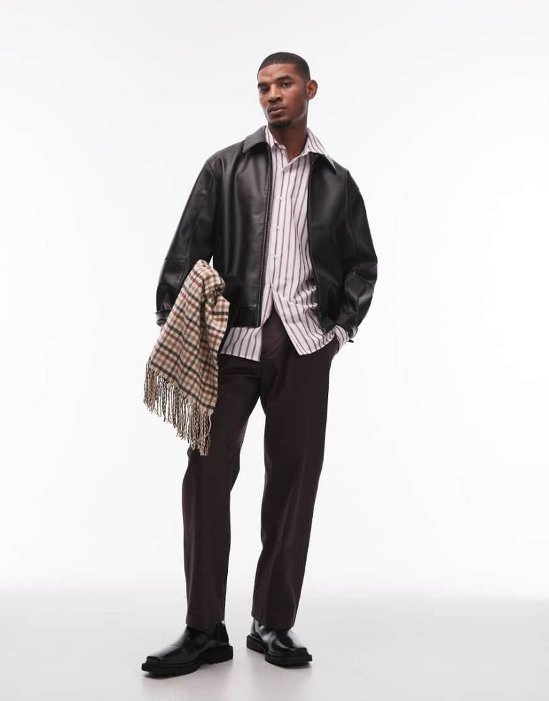 Topman - Elegante Baumwoll-Hose in Braun mit weitem Bein von Topman