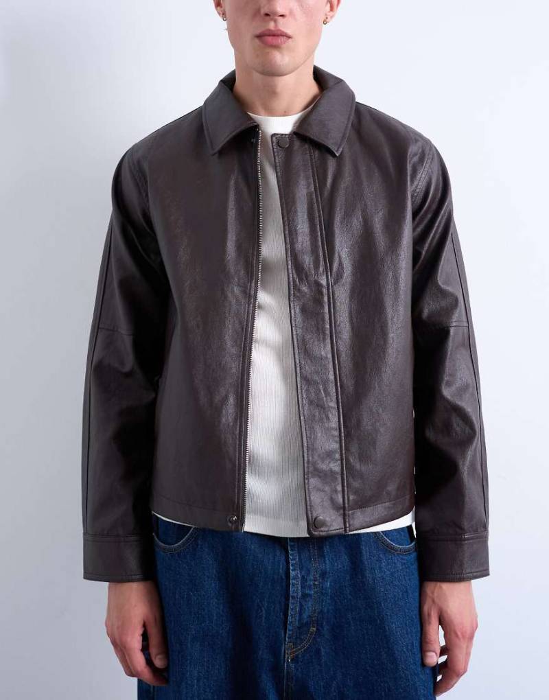 Topman - Elegante Jacke in Weinrot aus Kunstleder Topman - Elegante Jacke in Weinrot aus Kunstleder von Topman