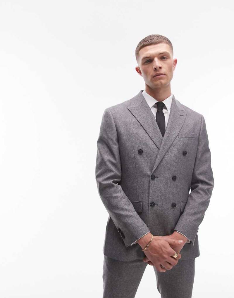 Topman - Eng geschnittene Anzugjacke in Grau von Topman