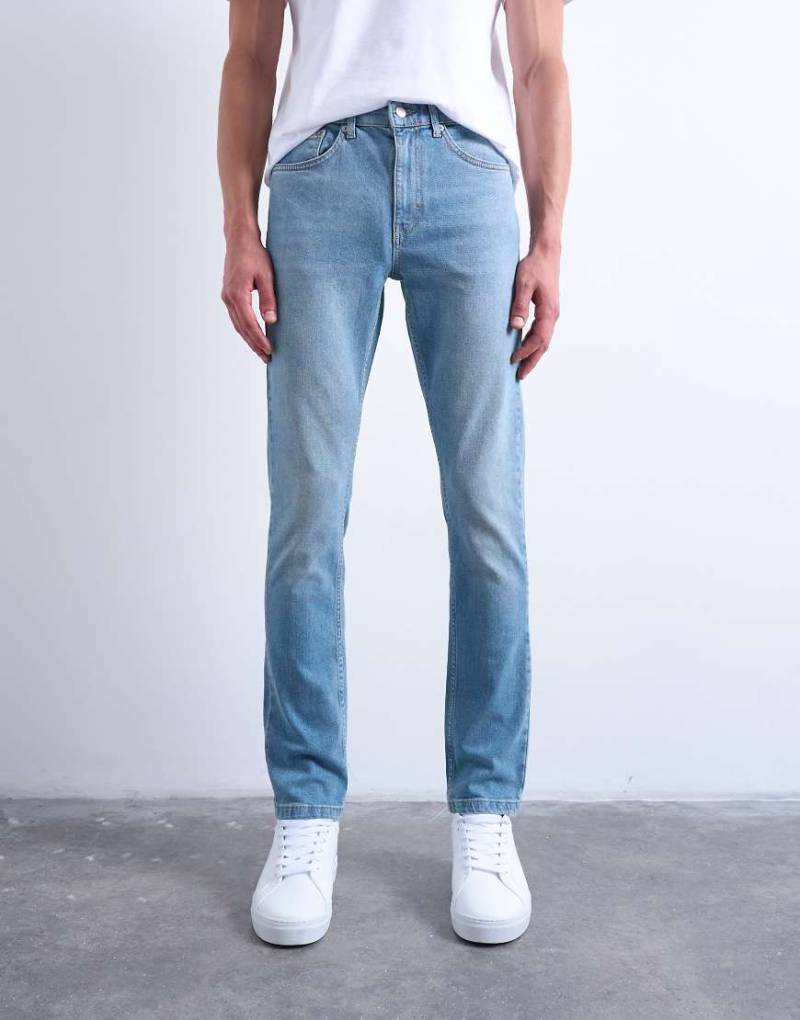 Topman - Eng geschnittene Jeans mit Stretch in heller Waschung-Blau von Topman