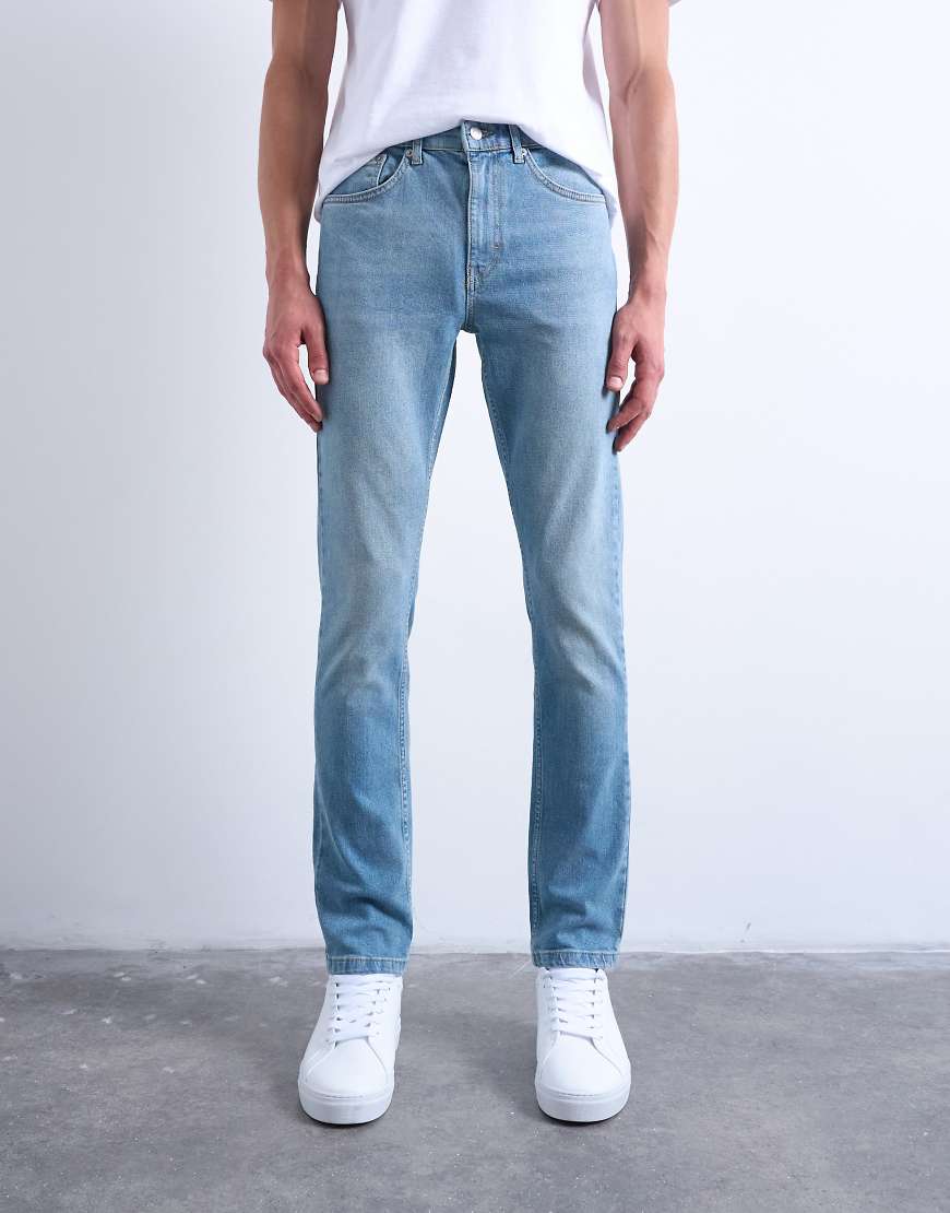 Topman - Eng geschnittene Jeans mit Stretch in heller Waschung-Blau von Topman