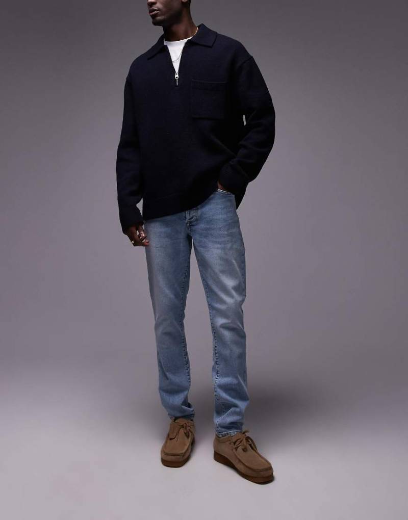 Topman - Eng geschnittene Stretch-Jeans in verwaschenem Hellblau von Topman