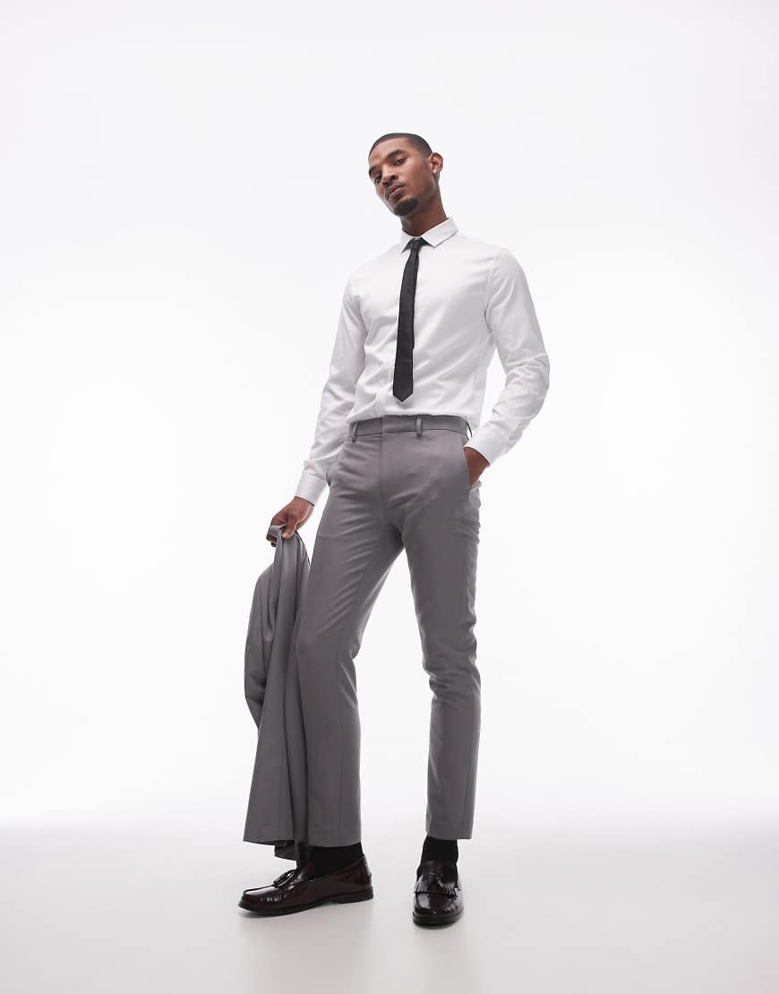 Topman - Enge Anzughose in Grau von Topman