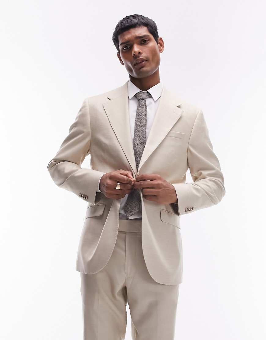 Topman - Enge Anzugjacke in Stone-Neutral von Topman