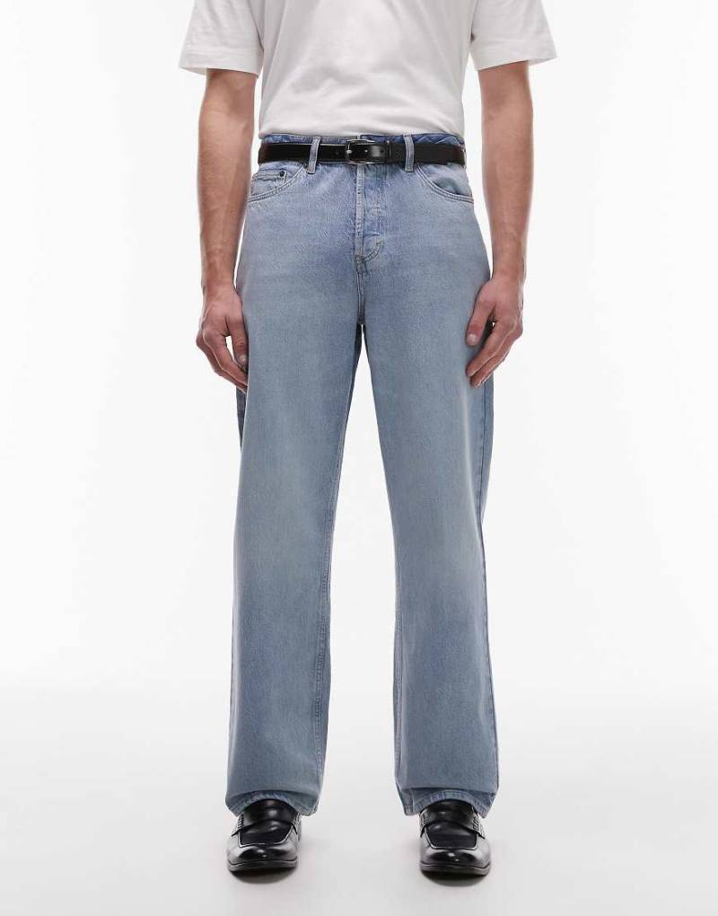 Topman - Feste, weite Jeans in hellblauer Waschung von Topman