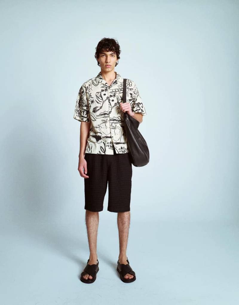 Topman - Gemustertes Hemd aus Baumwolle in Ecru-Neutral Topman - Gemustertes Hemd aus Baumwolle in Ecru-Neutral von Topman