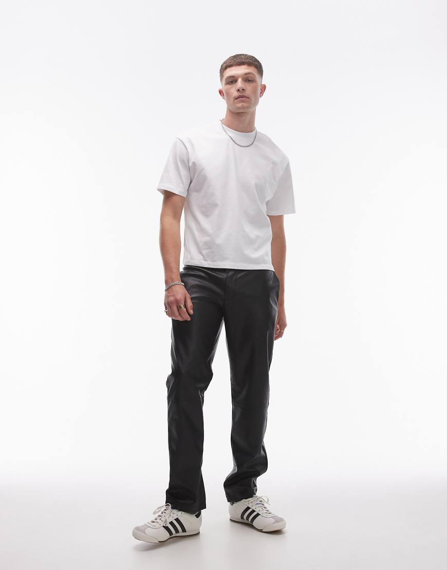 Topman - Gerade Hose aus Kunstleder in Schwarz von Topman
