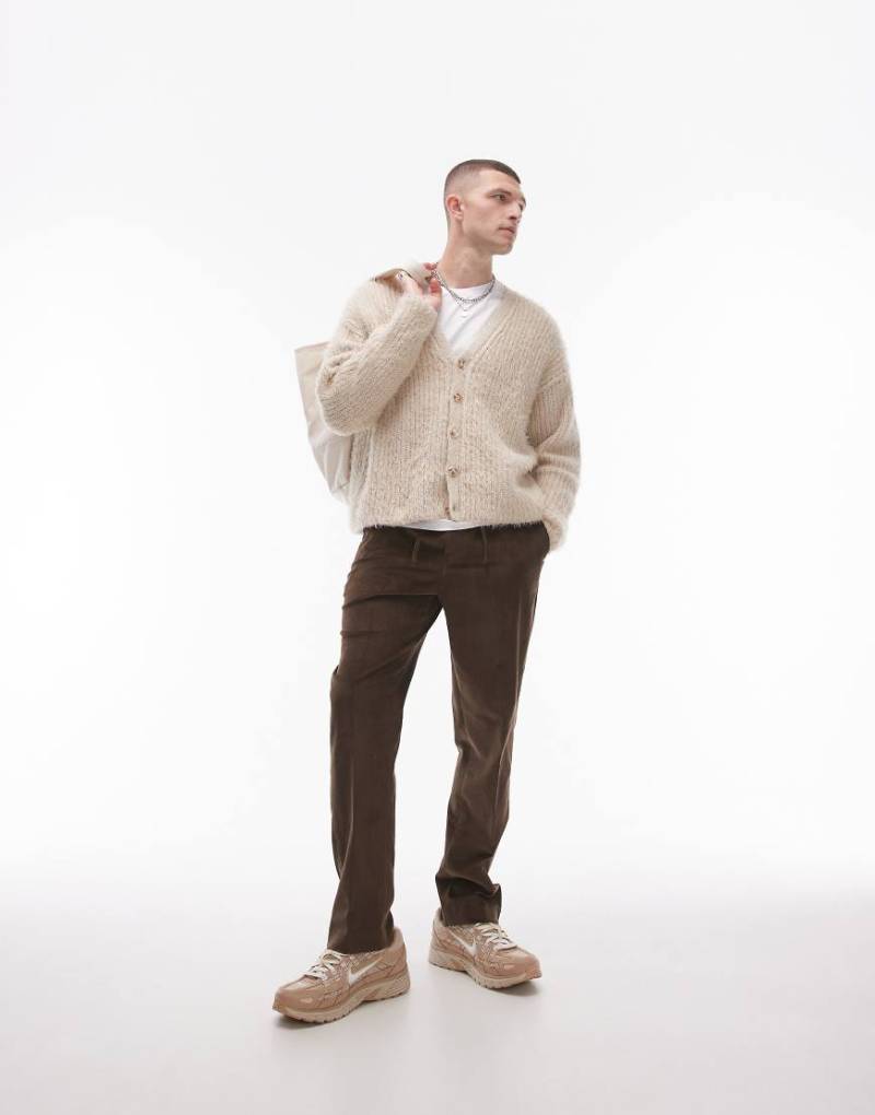 Topman - Gerade geschnittene Cord-Jogginghose in Braun von Topman