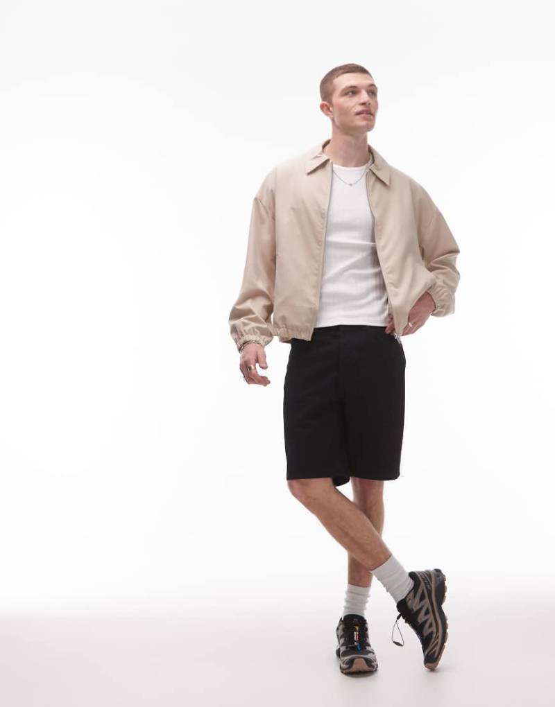 Topman - Gerade geschnittene Jeans-Shorts in Schwarz von Topman