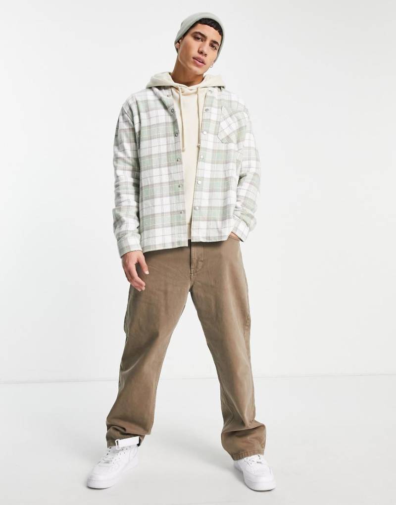 Topman - Hemdjacke in Grün kariert mit Rückenapplikation von Topman