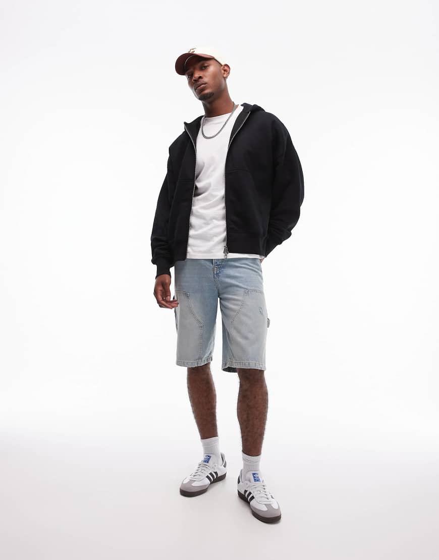 Topman - Hochwertiger, schwerer Kapuzenpullover in Schwarz mit Oversize-Passform und Reißverschluss Topman - Hochwertiger, schwerer Kapuzenpullover in Schwarz mit Oversize-Passform und Reißverschluss von Topman