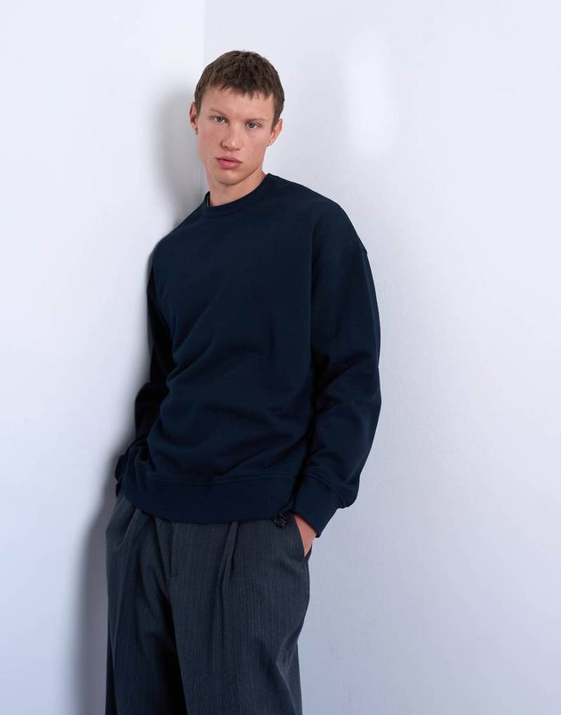 Topman - Hochwertiges, leichtes Oversize-Sweatshirt in Marineblau von Topman