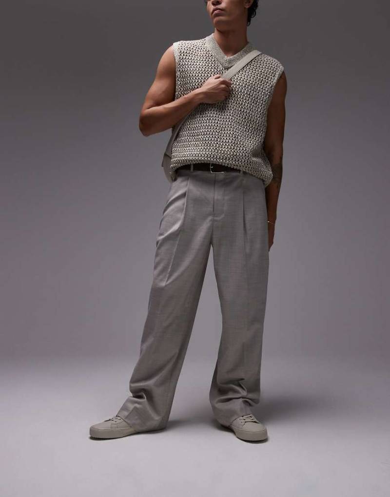 Topman - Hose in Steinbeige mit weitem Bein-Neutral von Topman