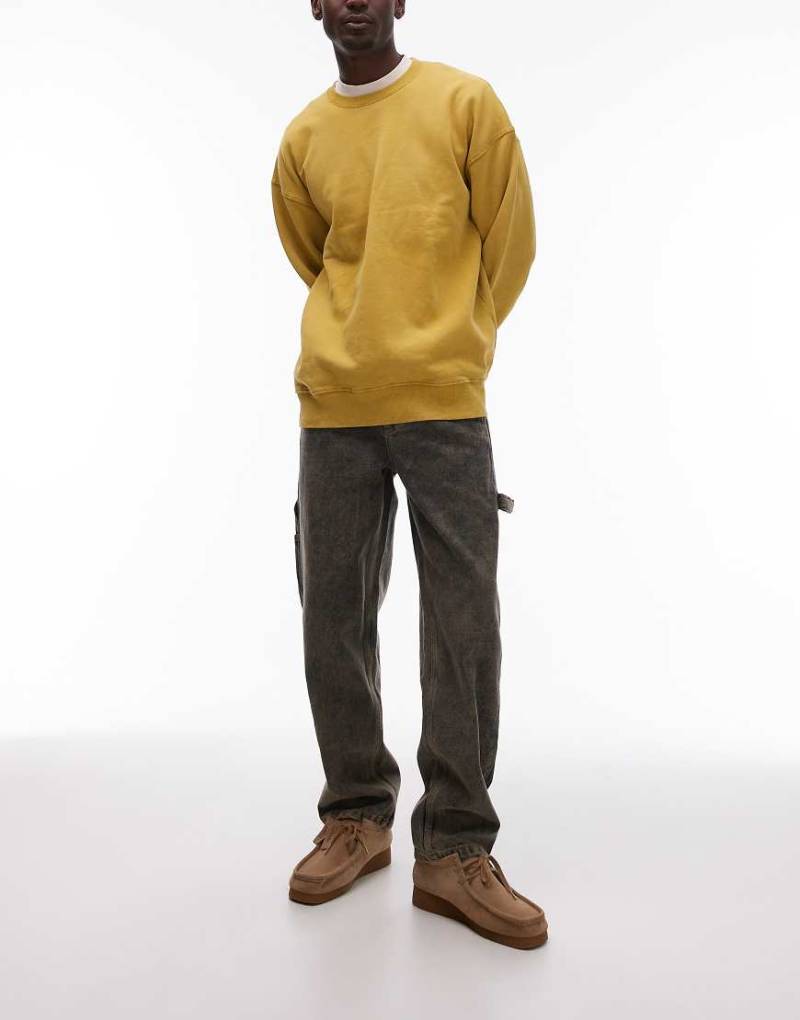 Topman - Hose in khaki Acid-Waschung mit geradem Schnitt-Grün von Topman