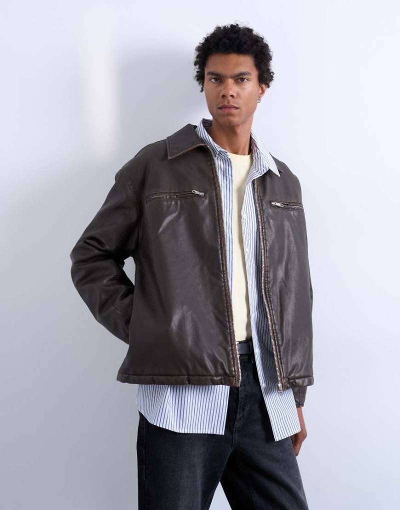Topman - Jacke aus Kunstleder in Braun von Topman