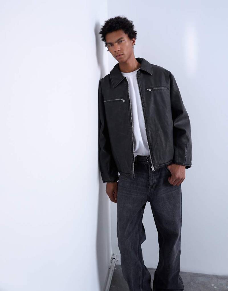 Topman - Jacke aus Kunstleder in Schwarz von Topman