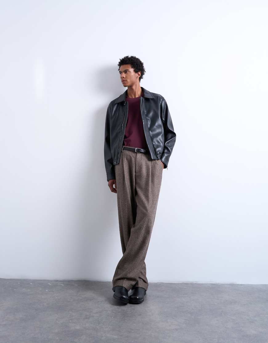 Topman - Jacke aus weichem Kunstleder in Schwarz Topman - Jacke aus weichem Kunstleder in Schwarz von Topman