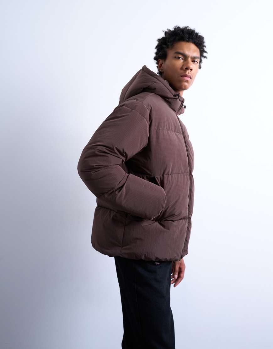 Topman - Jacke in Dunkelbraun mit strukturiertem Steppmuster-Brown Topman - Jacke in Dunkelbraun mit strukturiertem Steppmuster-Brown von Topman