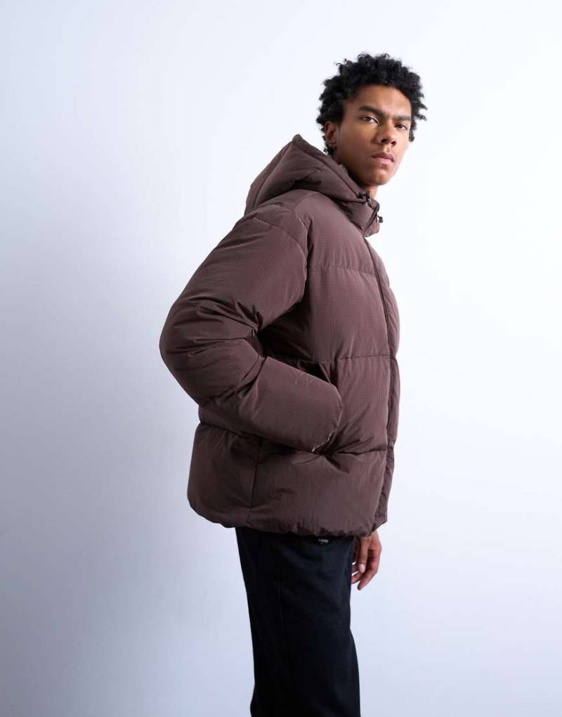 Topman - Jacke in Dunkelbraun mit strukturiertem Steppmuster-Brown Topman - Jacke in Dunkelbraun mit strukturiertem Steppmuster-Brown von Topman