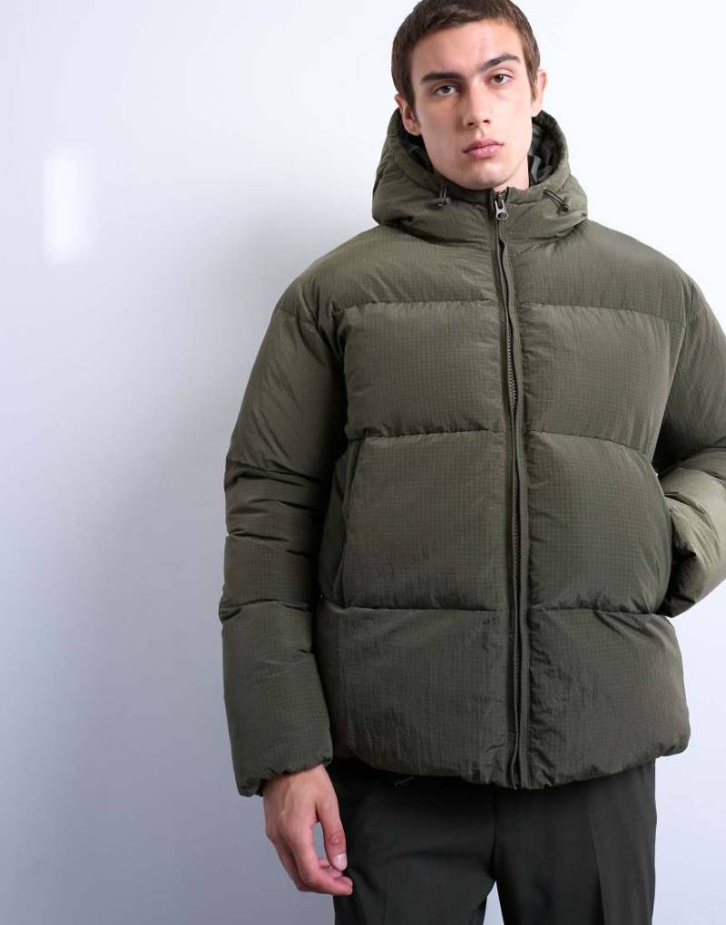 Topman - Jacke in dunklem Khaki mit strukturiertem Steppmuster-Grün Topman - Jacke in dunklem Khaki mit strukturiertem Steppmuster-Grün von Topman