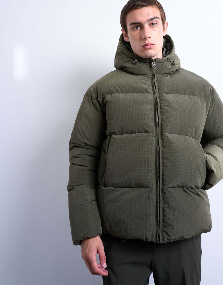 Topman - Jacke in dunklem Khaki mit strukturiertem Steppmuster-Grün Topman - Jacke in dunklem Khaki mit strukturiertem Steppmuster-Grün von Topman