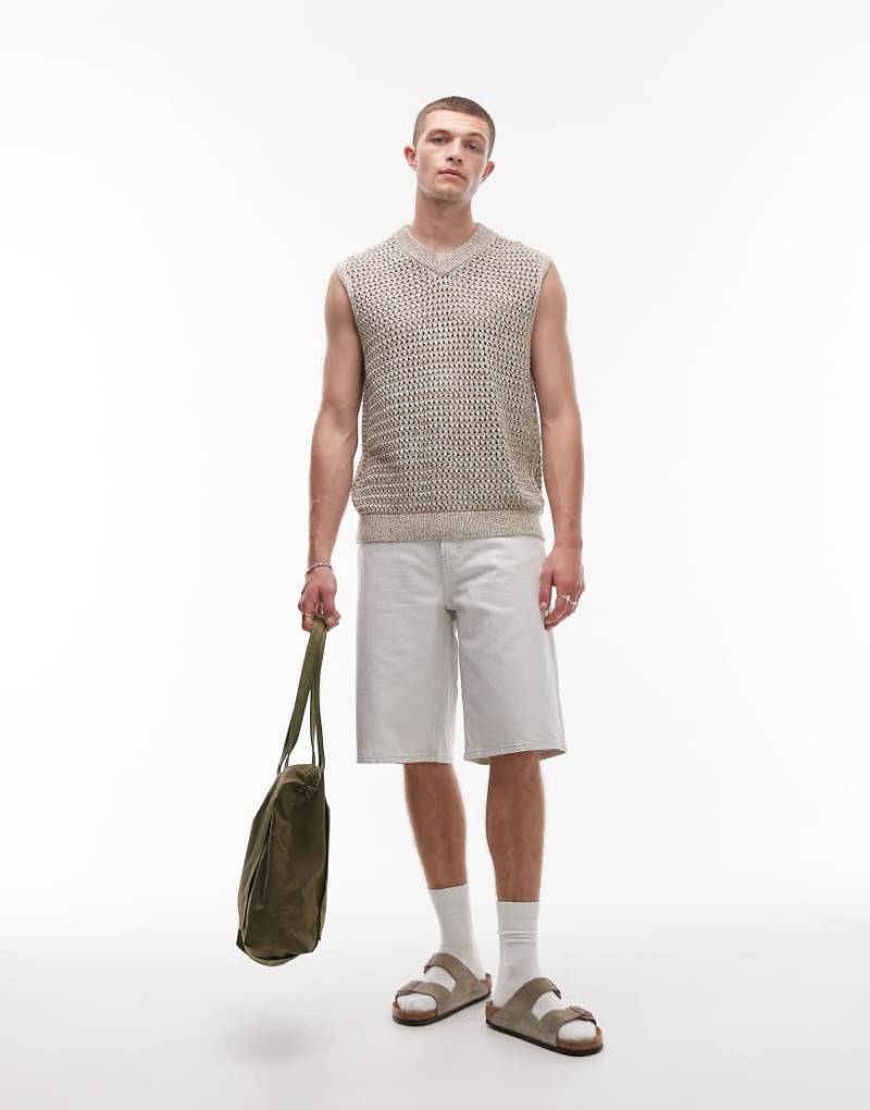 Topman - Bermuda-Shorts aus Denim in Weiß von Topman