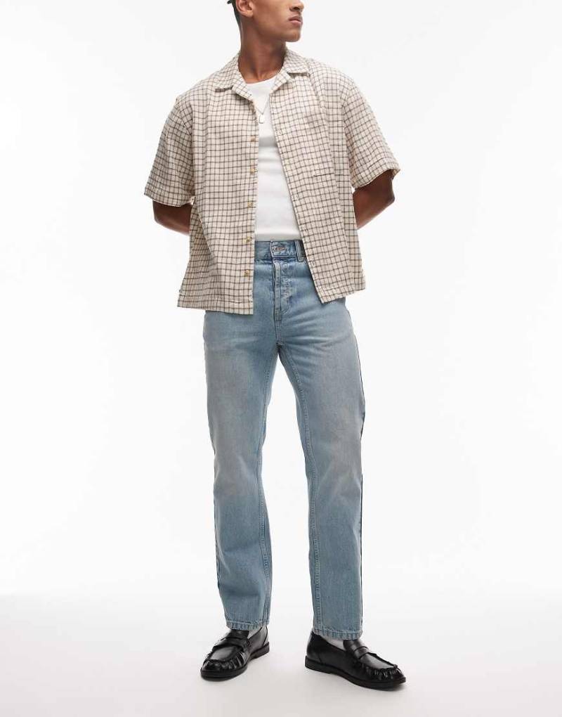 Topman - Jeans in heller Waschung mit geradem Beinschnitt-Blau von Topman