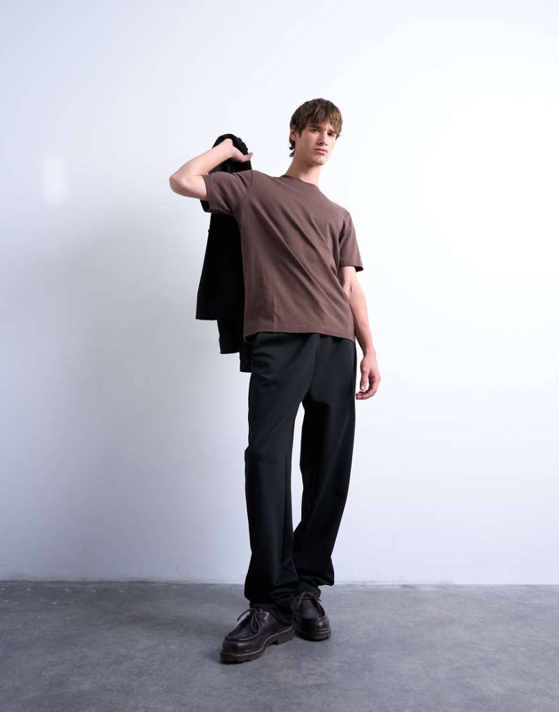 Topman - Jogginghose aus Interlock-Stoff in Schwarz mit geradem Bein von Topman