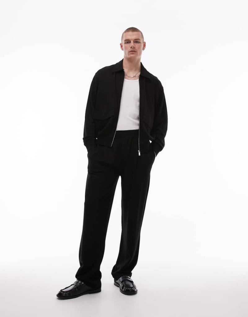 Topman - Jogginghose aus hochwertigem Twill in Schwarz mit geradem Schnitt von Topman