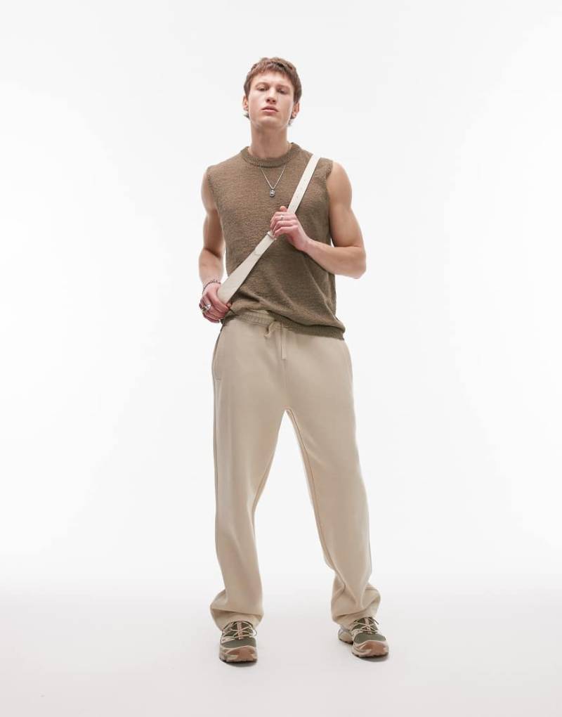 Topman - Jogginghose in Stein mit geradem Schnitt-Neutral von Topman