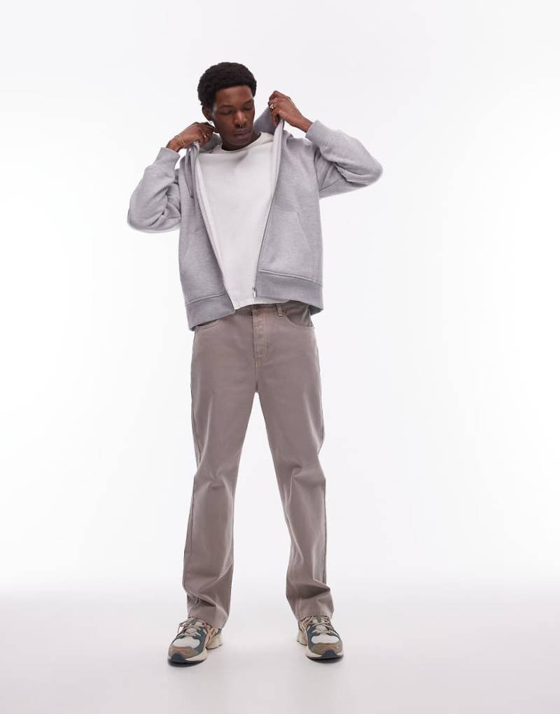 Topman - Kapuzenjacke in Grau meliert mit Reißverschluss von Topman