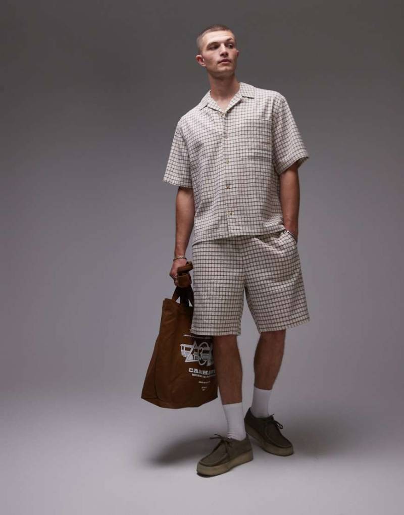 Topman - Karierte Shorts in Stone-Neutral Topman - Karierte Shorts in Stone-Neutral von Topman