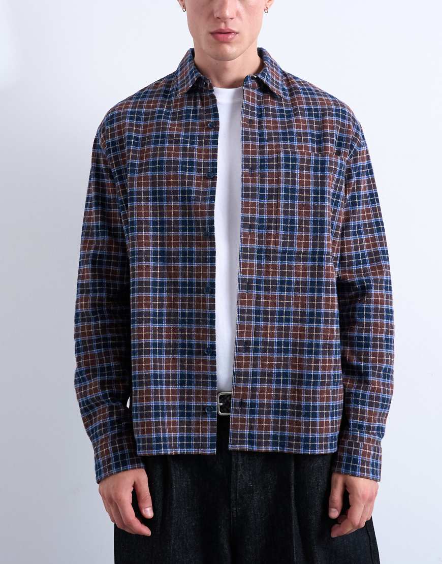 Topman - Kariertes Relaxed Fit Flanellhemd in Braun-Brown von Topman