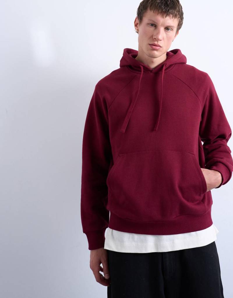 Topman - Kastiger Kapuzenpullover in Burgunderrot von Topman