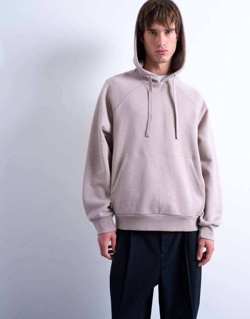 Topman - Kastiger Kapuzenpullover in Nerzrosa-Brown von Topman