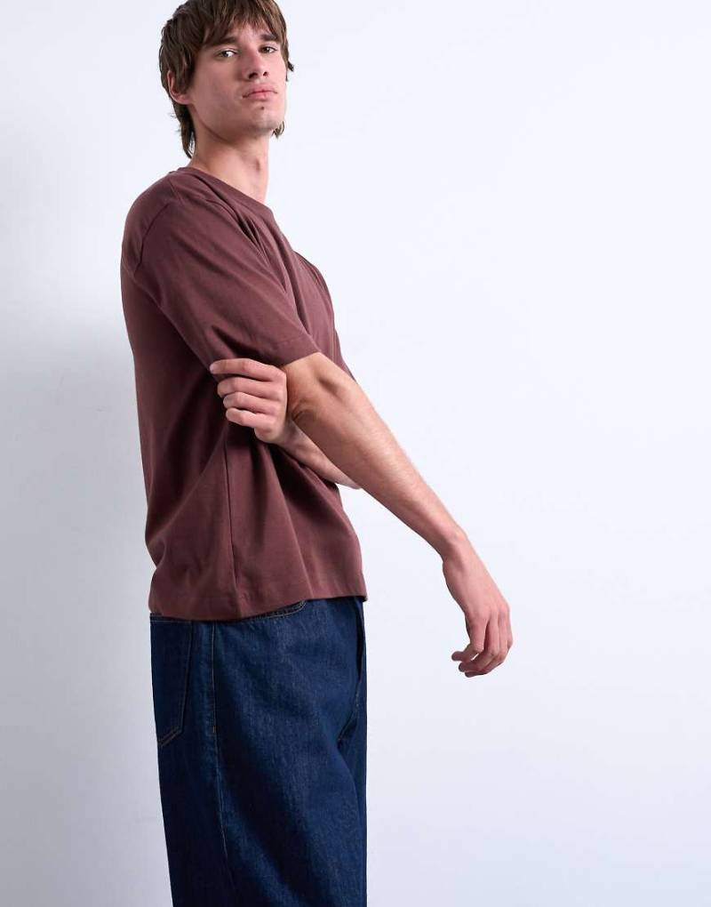 Topman - Cropped T-Shirt in Braun von Topman