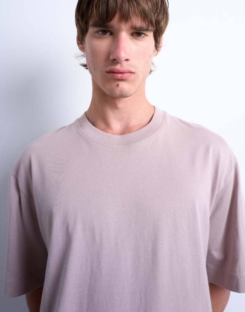 Topman - Cropped-T-Shirt in Nerzbraun von Topman