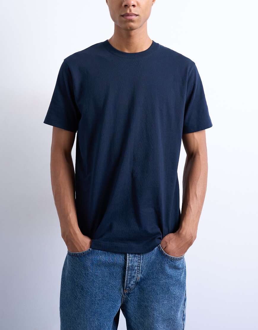 Topman - Klassisch geschnittenes T-Shirt in Marineblau von Topman