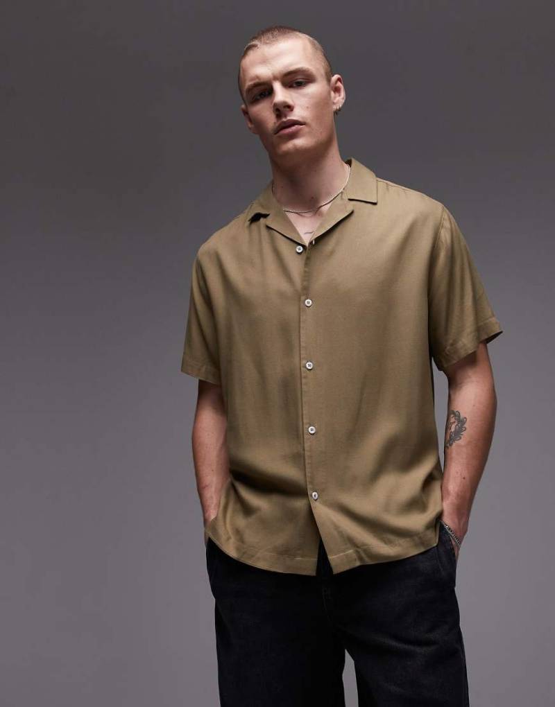 Topman - Kurzärmliges Hemd in Khaki-Grün von Topman