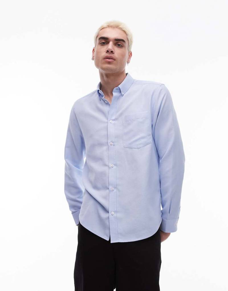 Topman - Langärmliges, elegantes Hemd in Hellblau mit Struktur von Topman