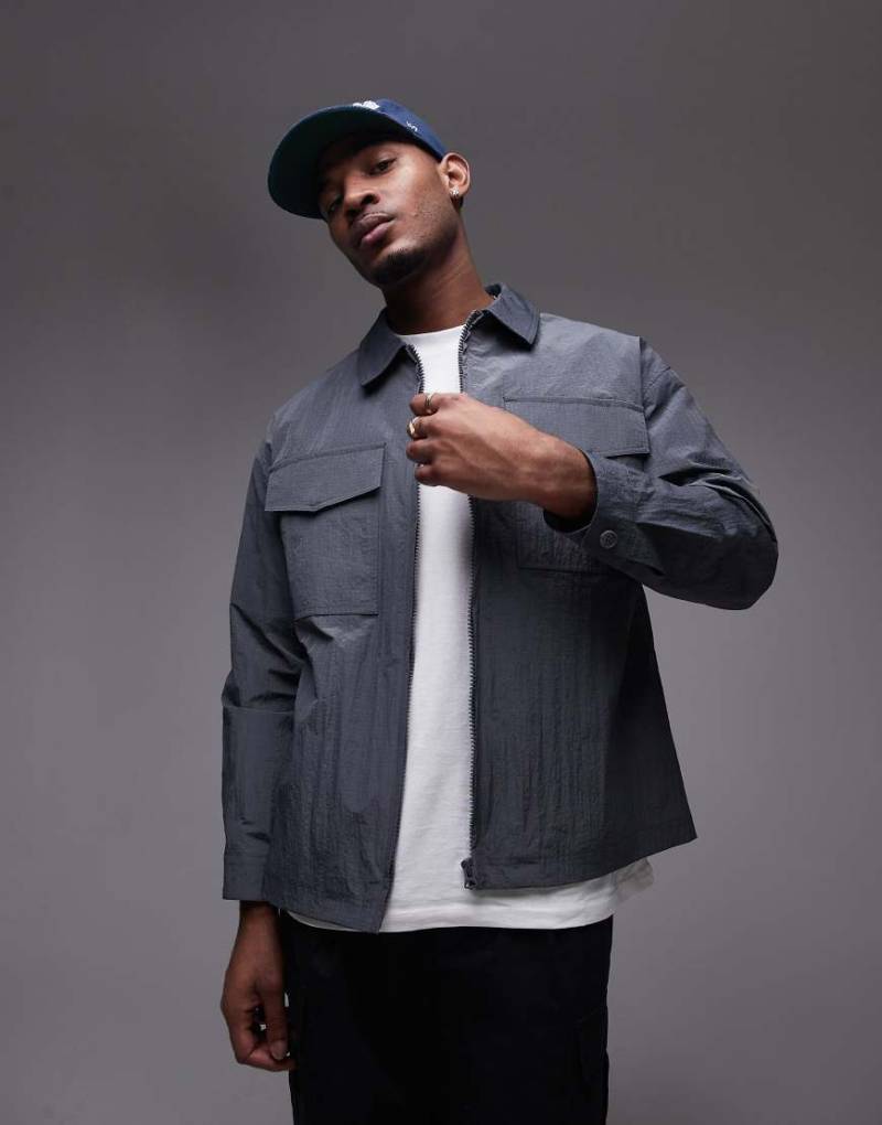 Topman - Leichte Jacke aus Ripstop in Grau von Topman