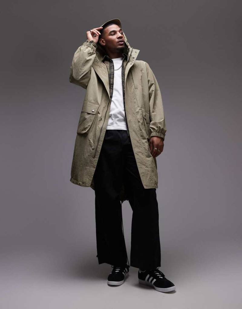 Topman - Leichter Parka aus Ripstop in Khaki-Grün von Topman