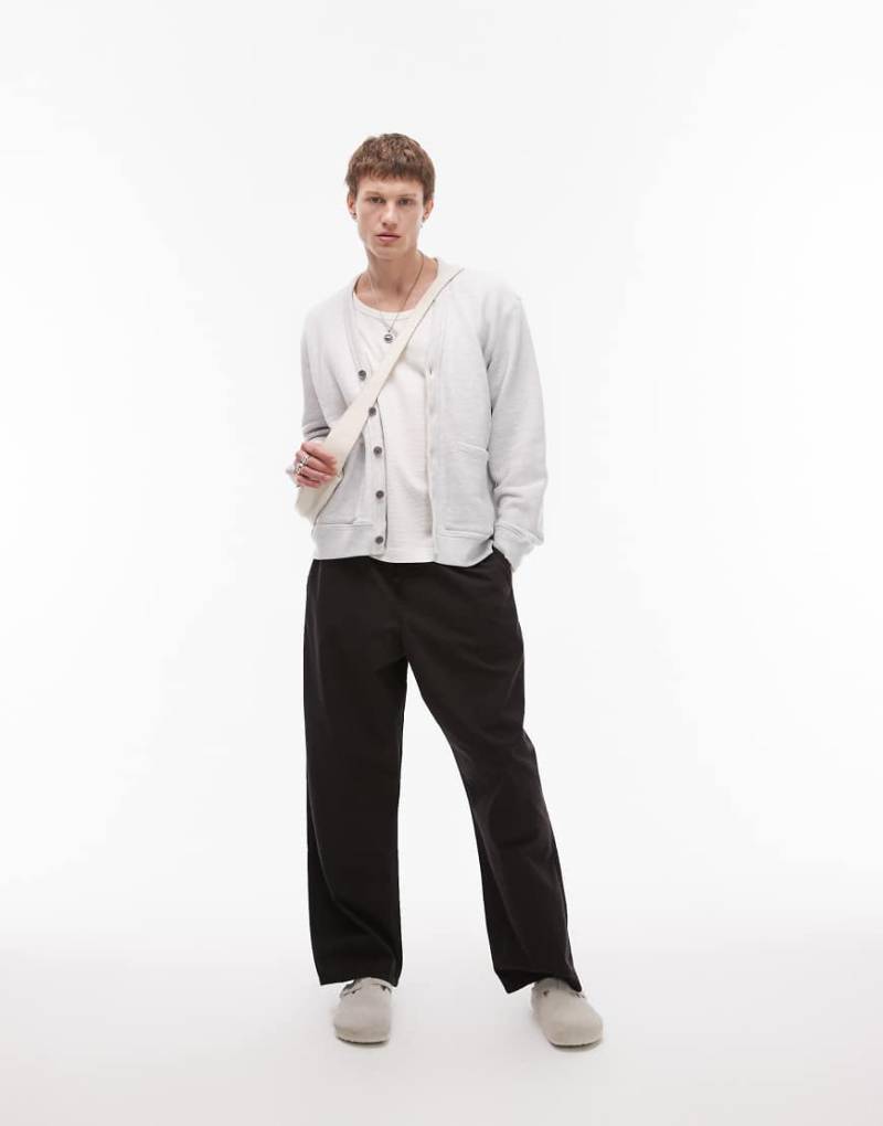 Topman - Locker geschnittene Ripstop-Hose in Schwarz von Topman
