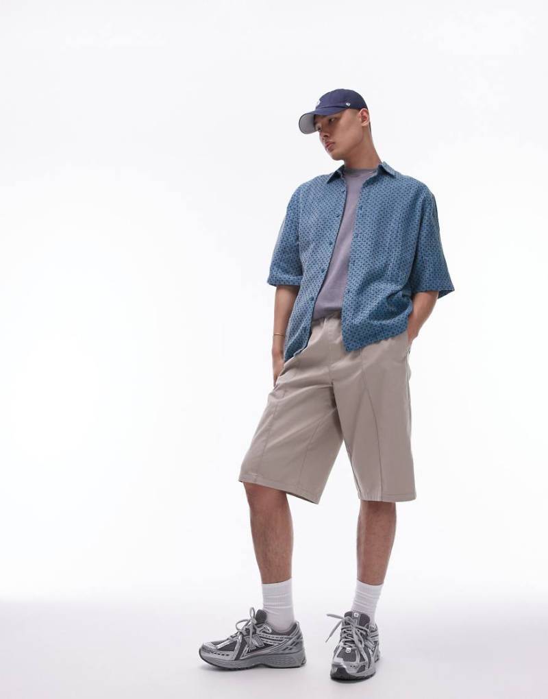 Topman - Longline-Shorts in Stein mit Biesen-Neutral Topman - Longline-Shorts in Stein mit Biesen-Neutral von Topman