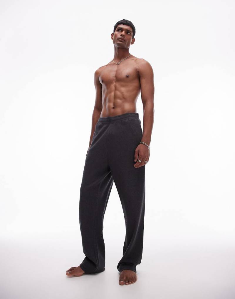 Topman - Lounge-Jogginghose in Anthrazit mit Waffelstruktur und geradem Schnitt-Grau von Topman