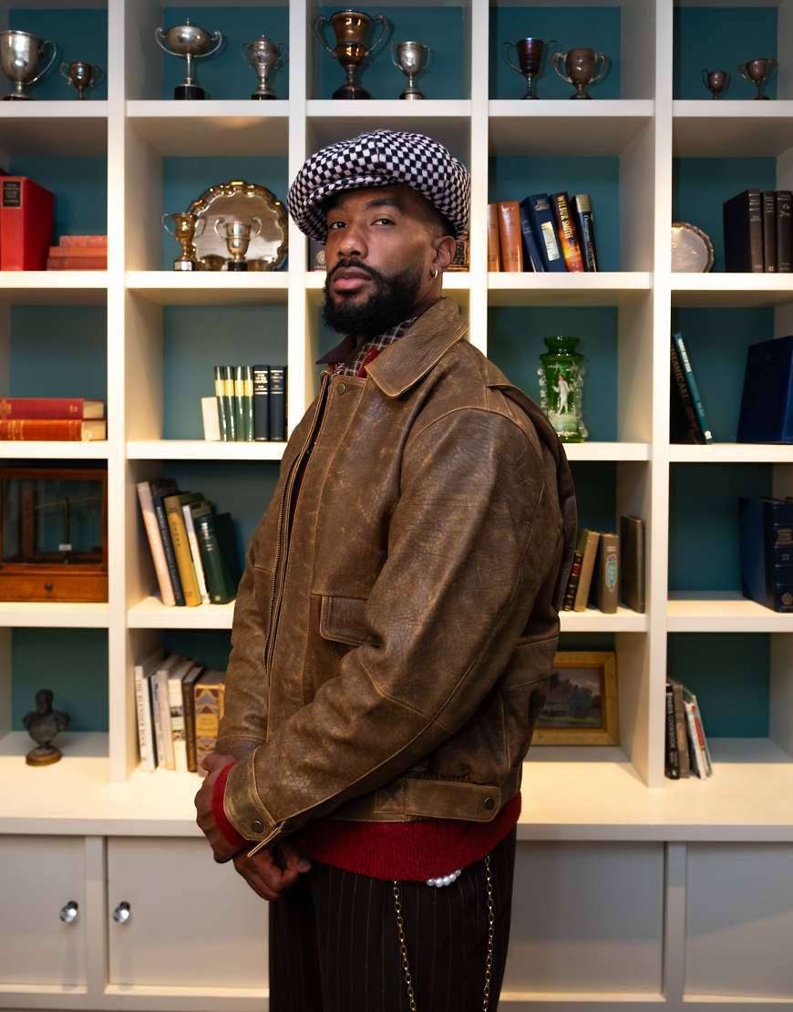 Topman - Mantel aus Echtleder in Hellbraun mit zwei Taschen-Brown Topman - Mantel aus Echtleder in Hellbraun mit zwei Taschen-Brown von Topman