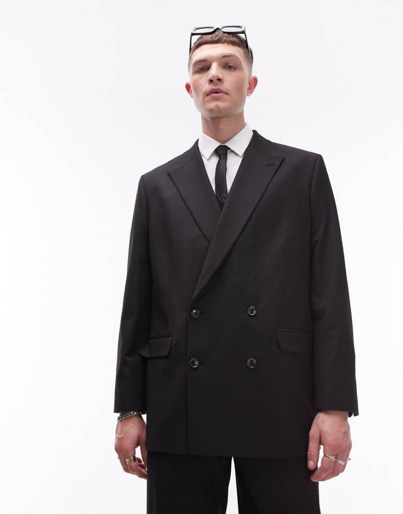 Topman - Oversize-Anzugjacke aus Wolle in Schwarz von Topman