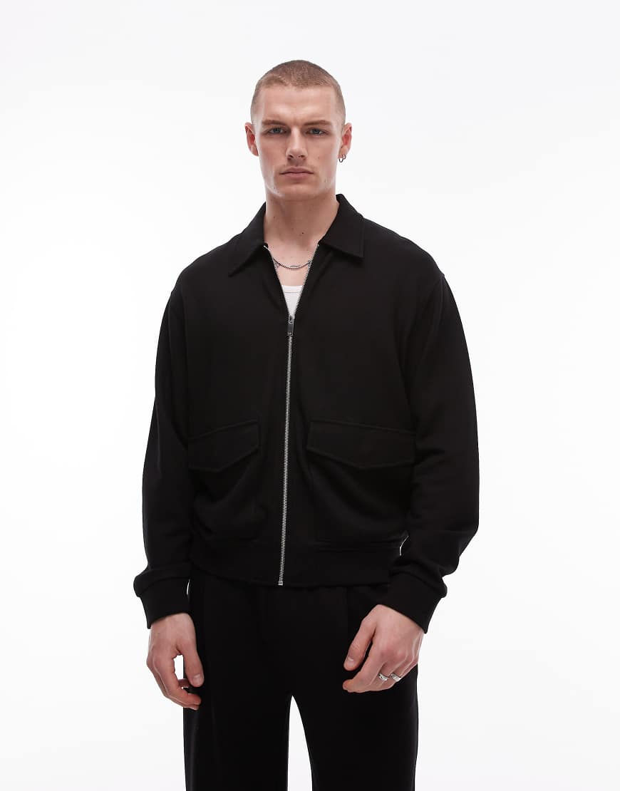 Topman - Oversize-Hemdjacke aus hochwertigem Twill in Schwarz Topman - Oversize-Hemdjacke aus hochwertigem Twill in Schwarz von Topman