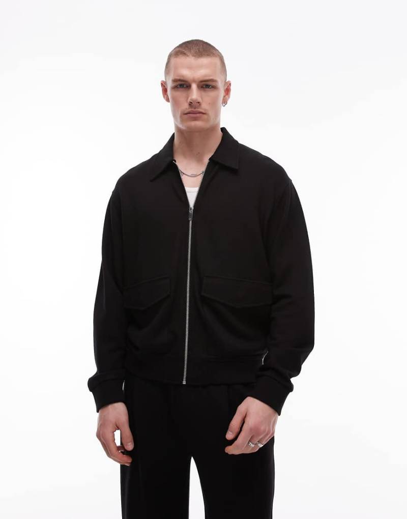Topman - Oversize-Hemdjacke aus hochwertigem Twill in Schwarz von Topman
